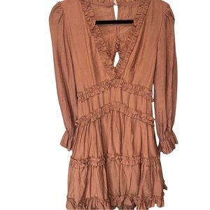 Saints + Secrets rose ruffle cutout back mini dress Medium